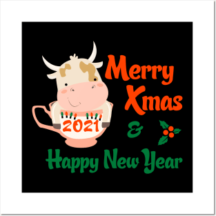 Merry Xmas and happy new year bull talisman Posters and Art